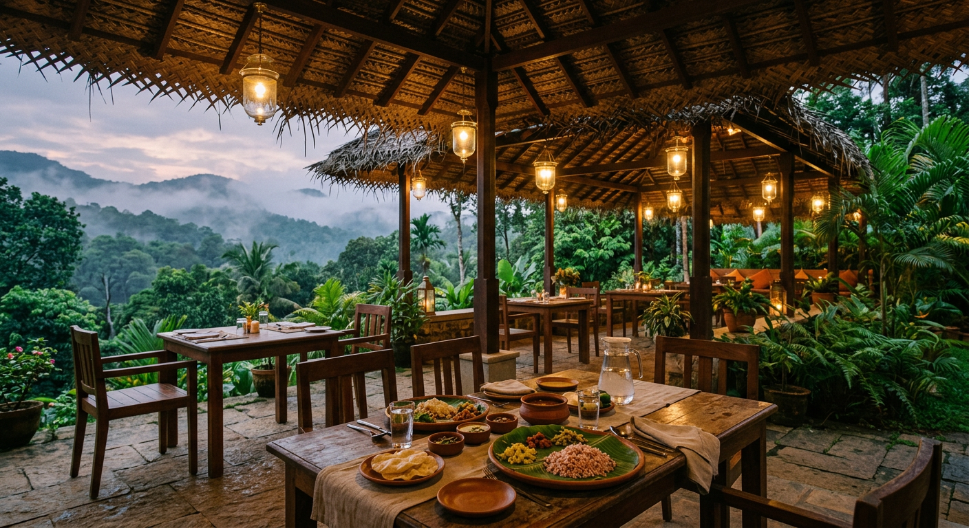 Evening at Athir — Kerala dining, lantern-lit
